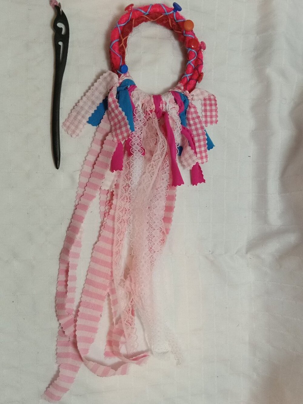 One of a kind round dreads /hair wrap made of synthetic dreads & pic